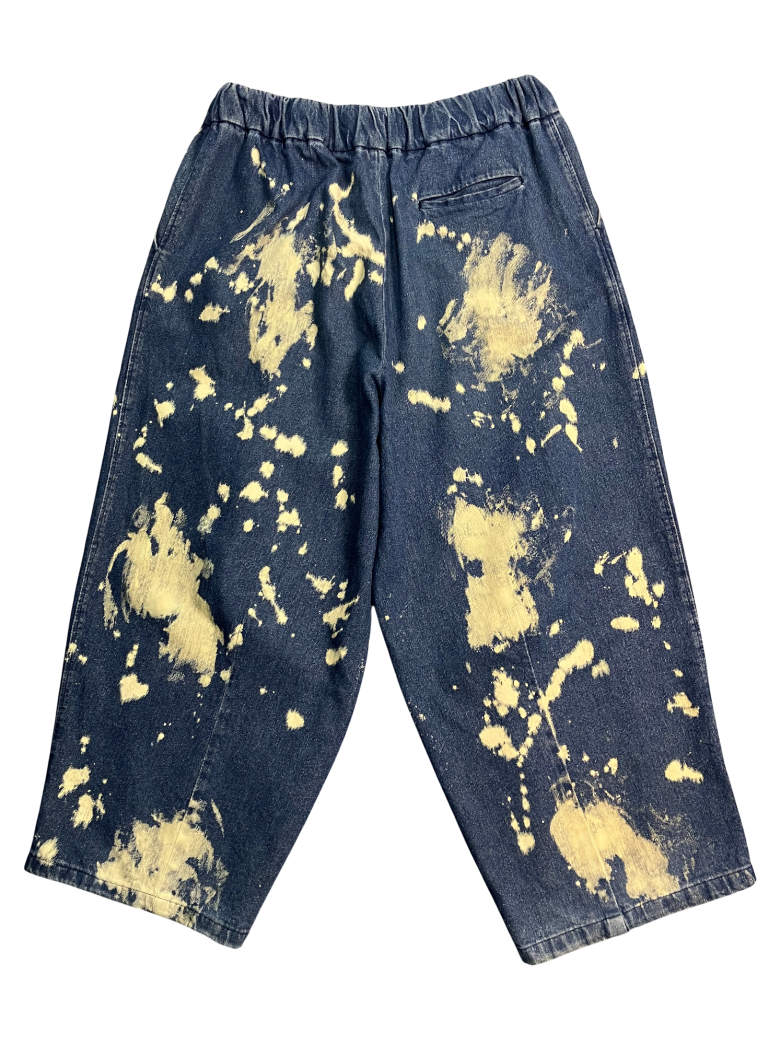 blue paint-stain balloon jeans
