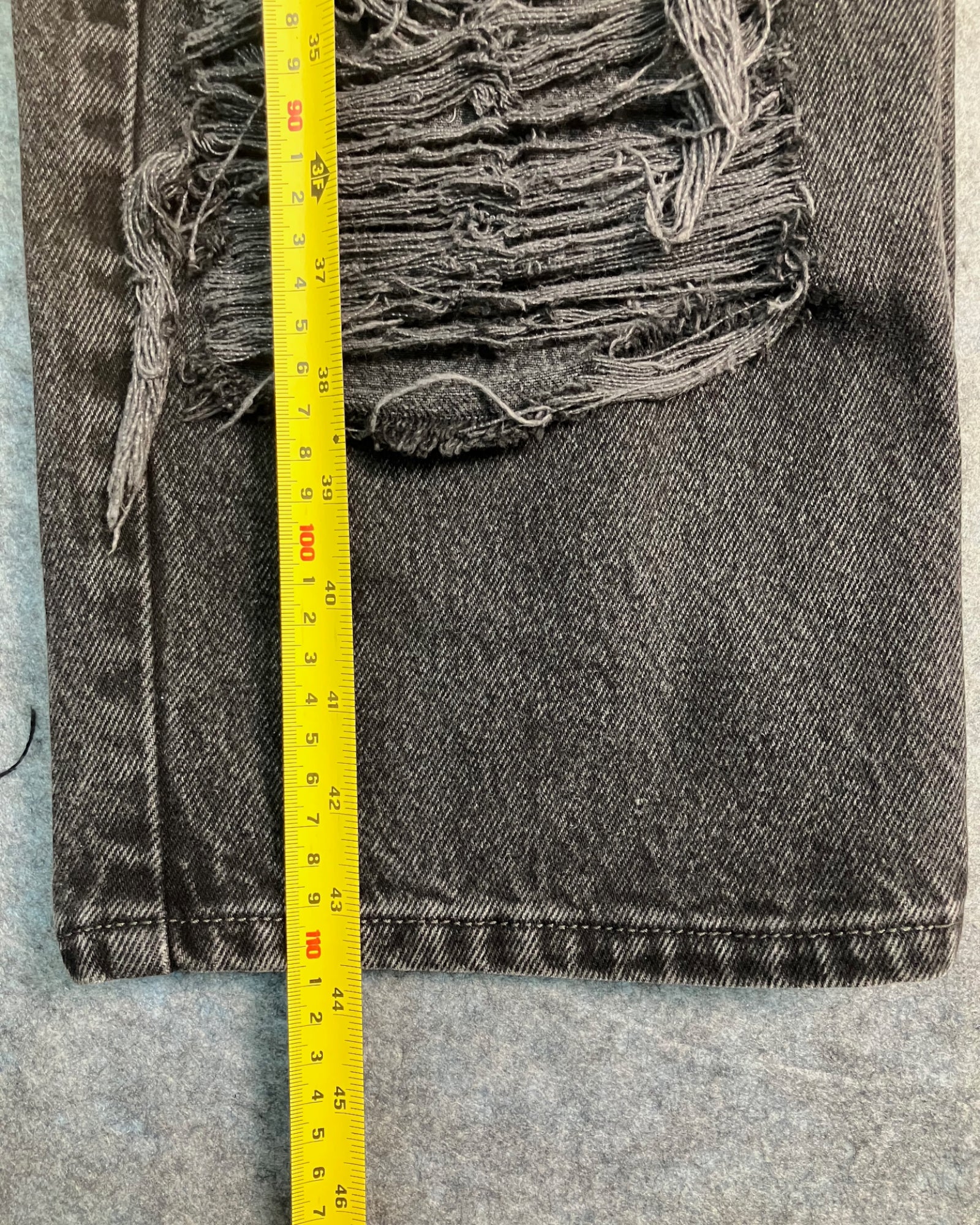 black reworked destructive regular-fit jeans