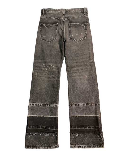 black patched straight-fit jeans