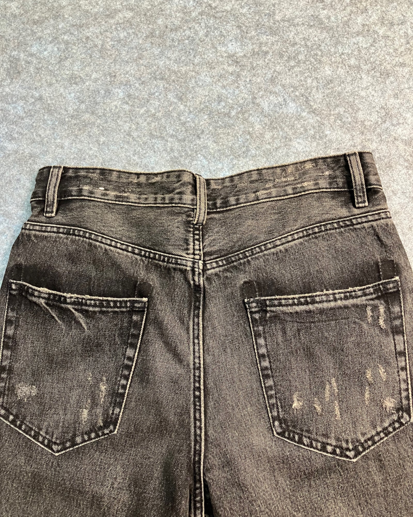 black patched straight-fit jeans