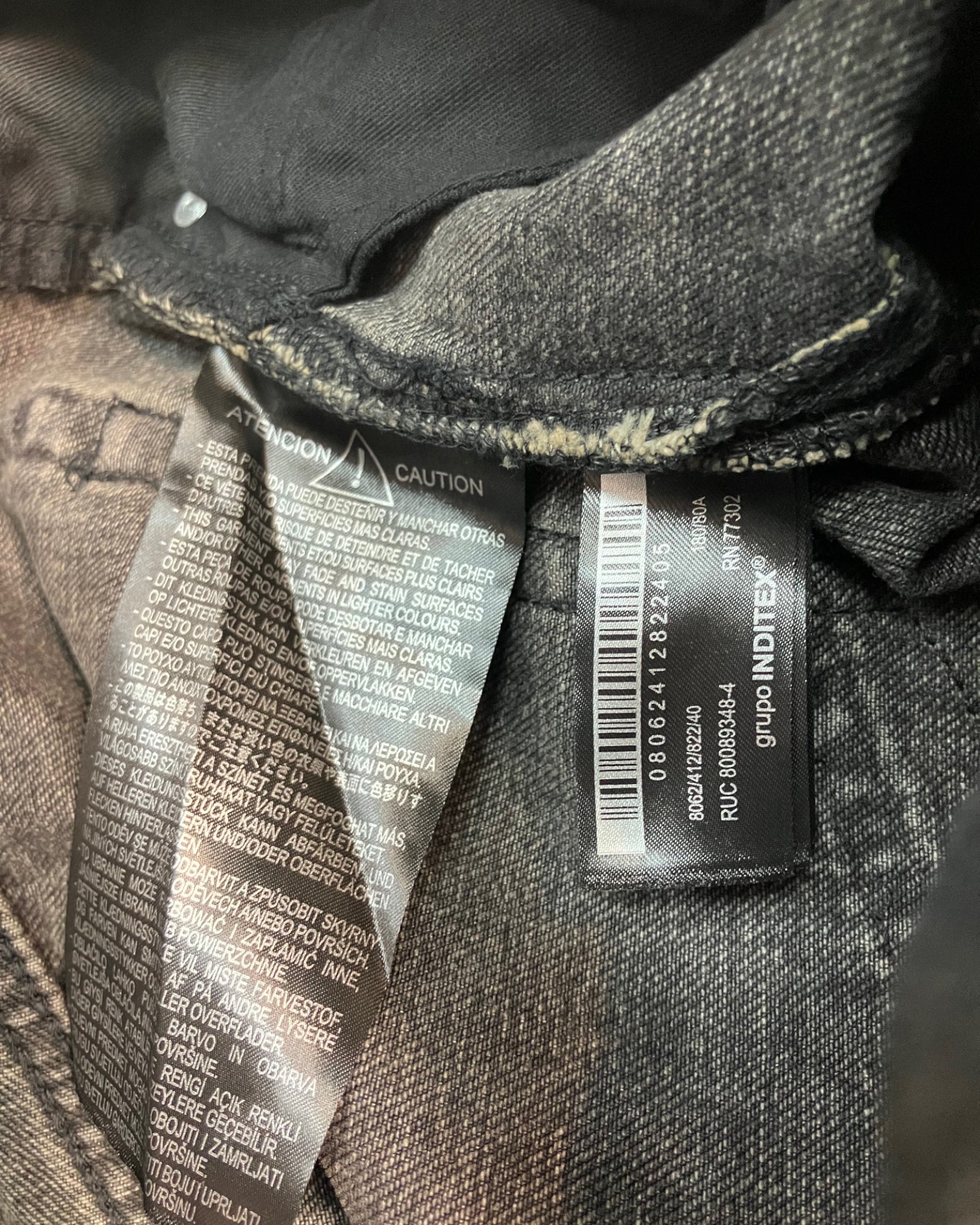 black patched straight-fit jeans