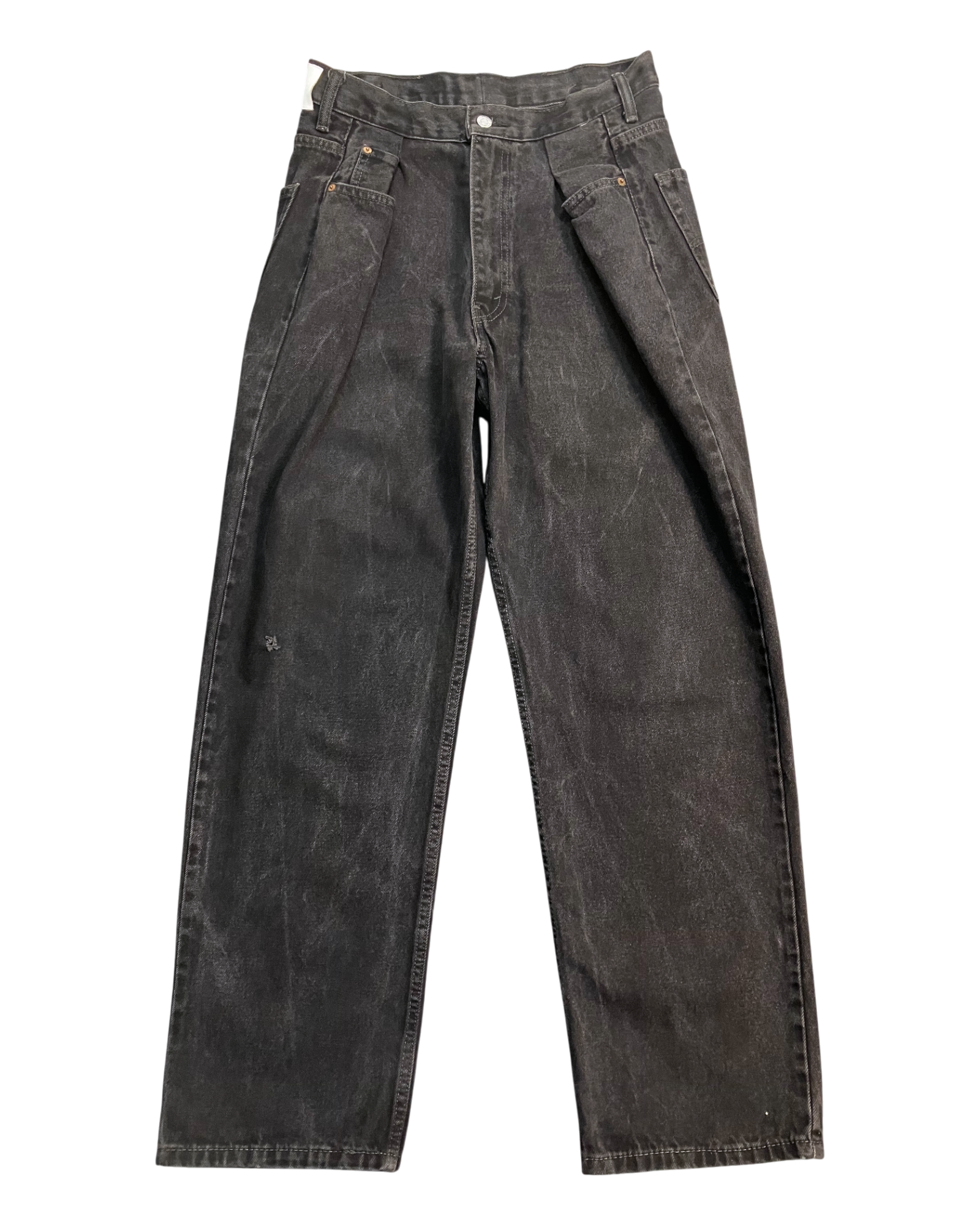 black reworked regular-fit jeans