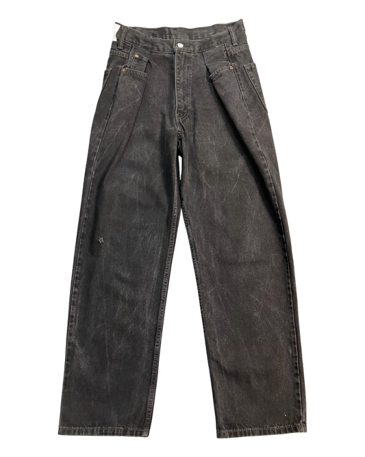 black reworked regular-fit jeans