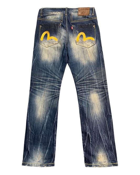 blue vintage wash regular-fit jeans