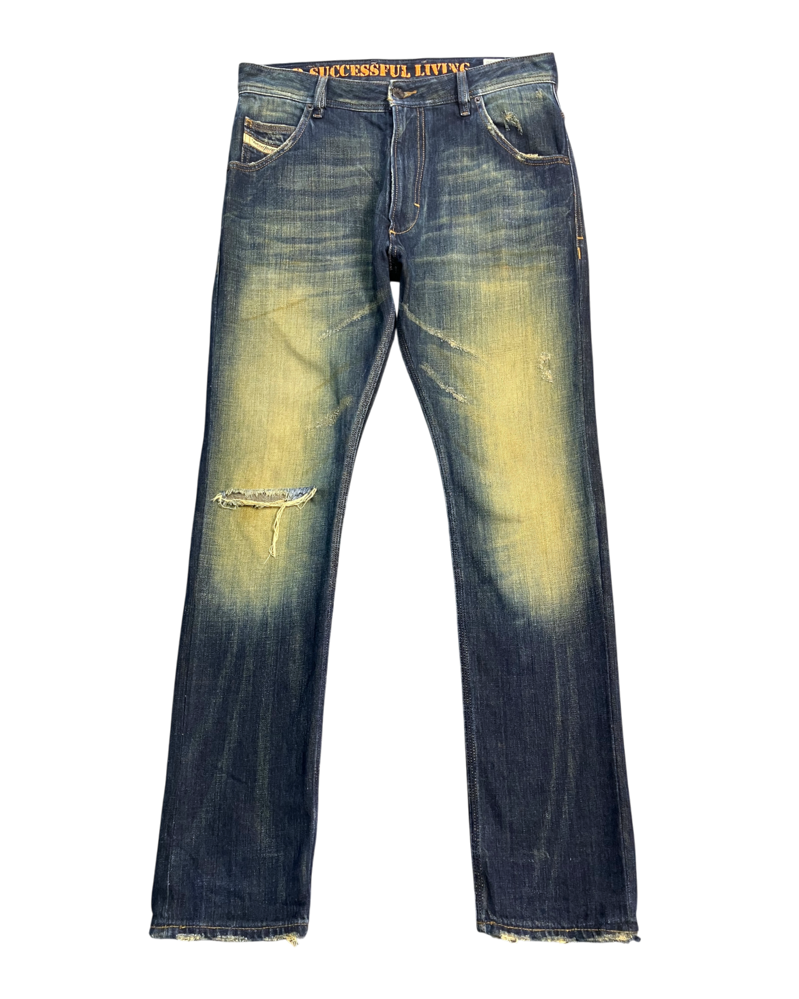blue washed regular-fit jeans