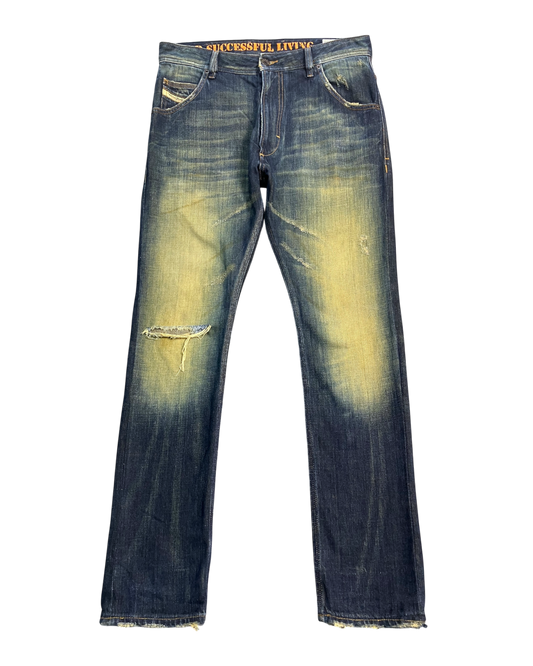 blue washed regular-fit jeans