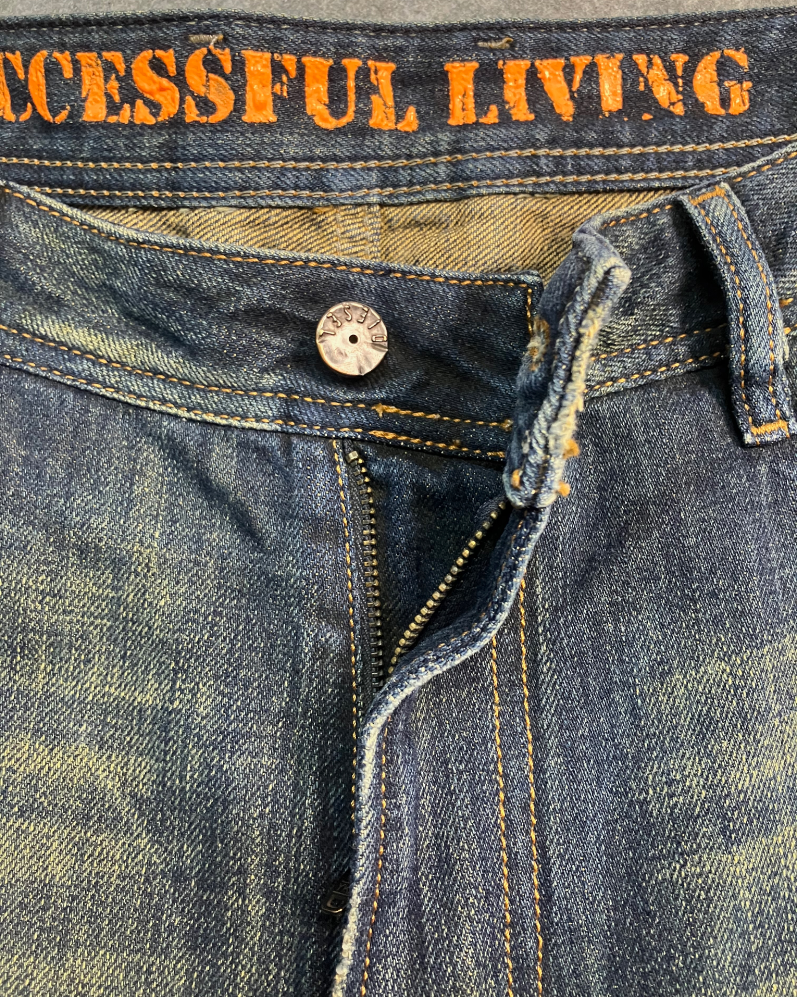 blue washed regular-fit jeans