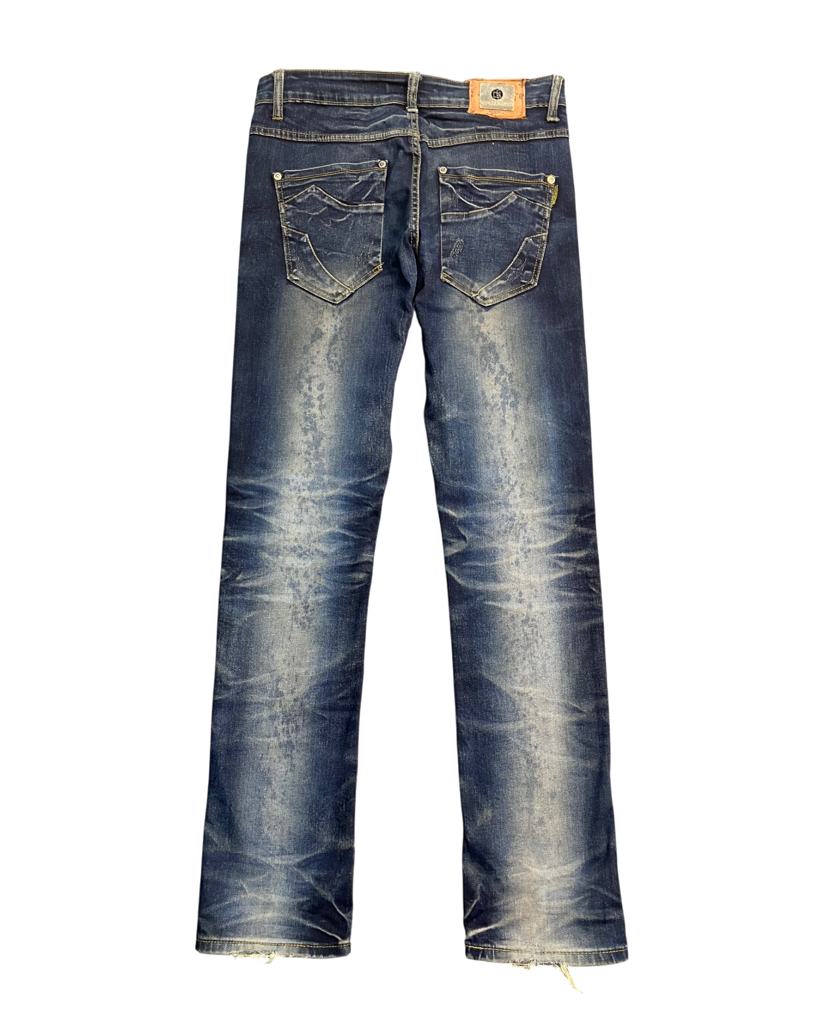 blue washed slim-fit jeans