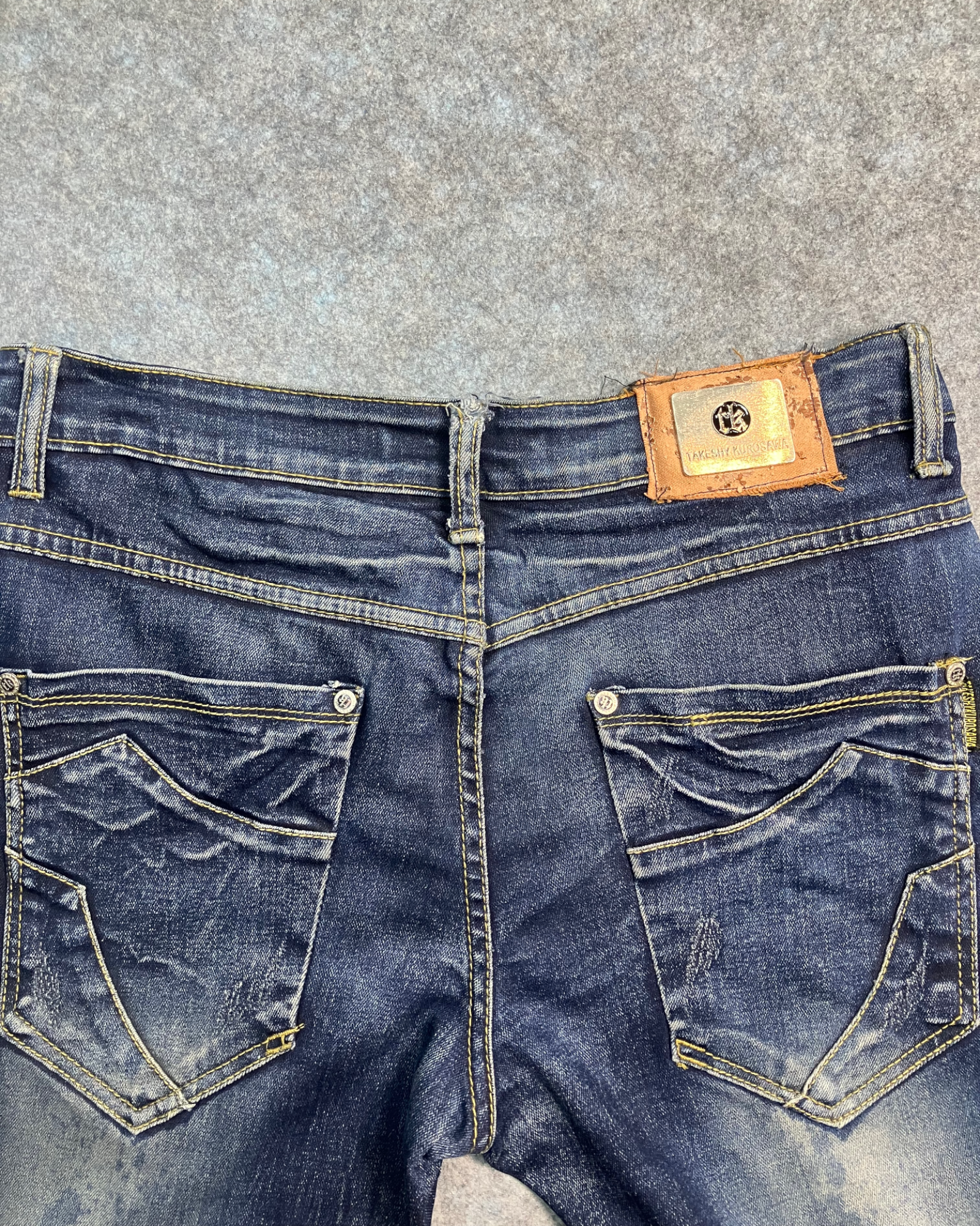 blue washed slim-fit jeans