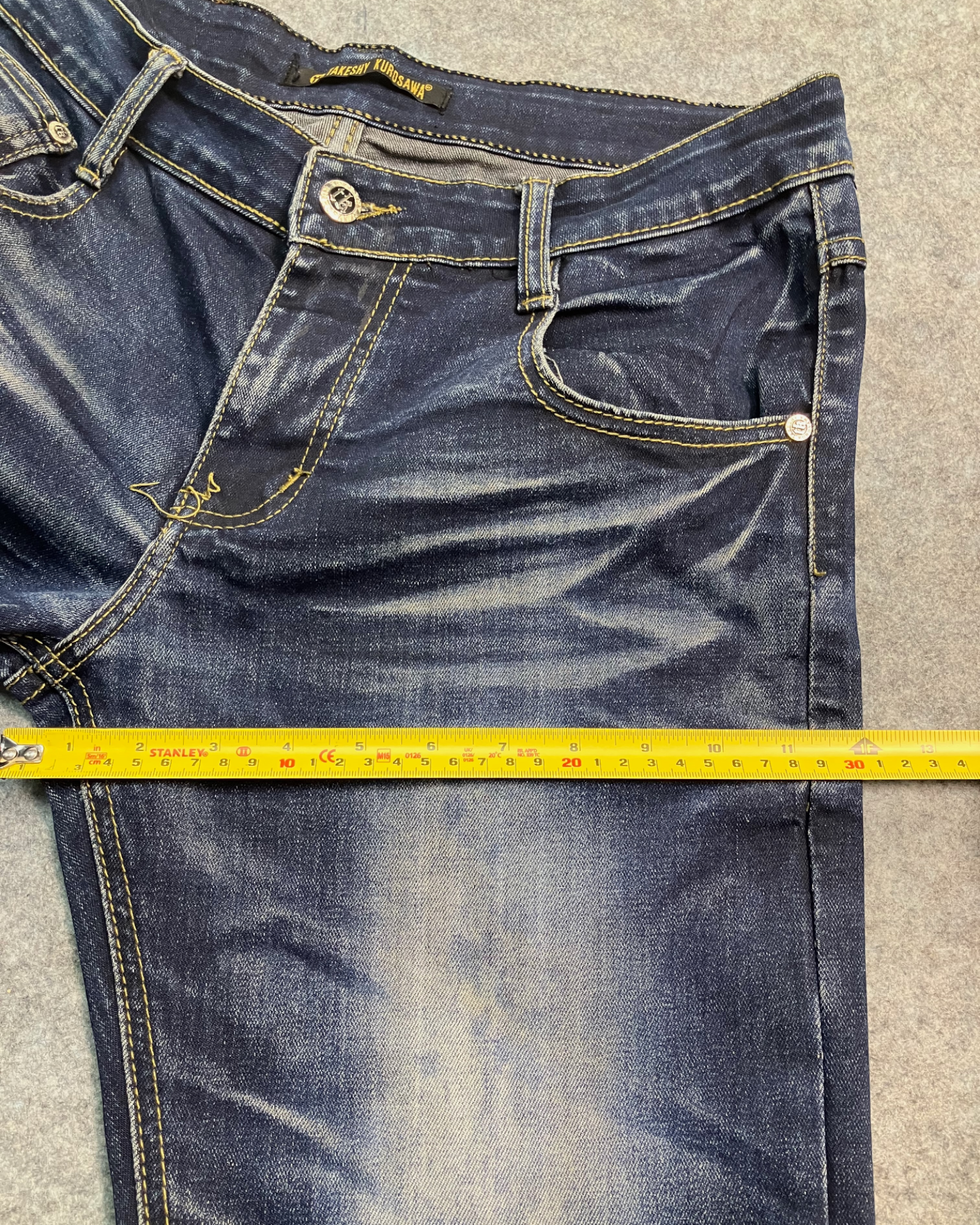 blue washed slim-fit jeans