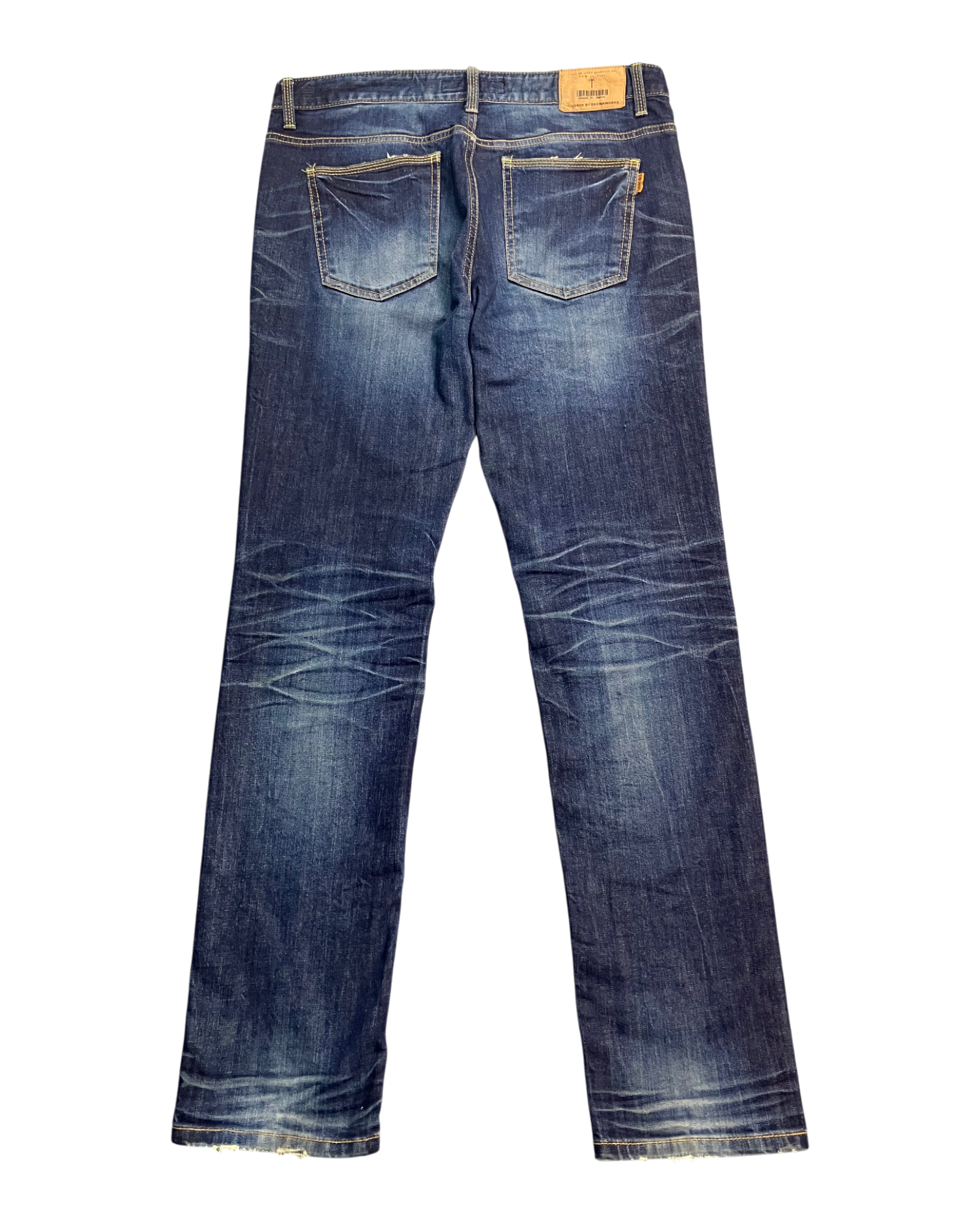 blue washed slim-fit jeans