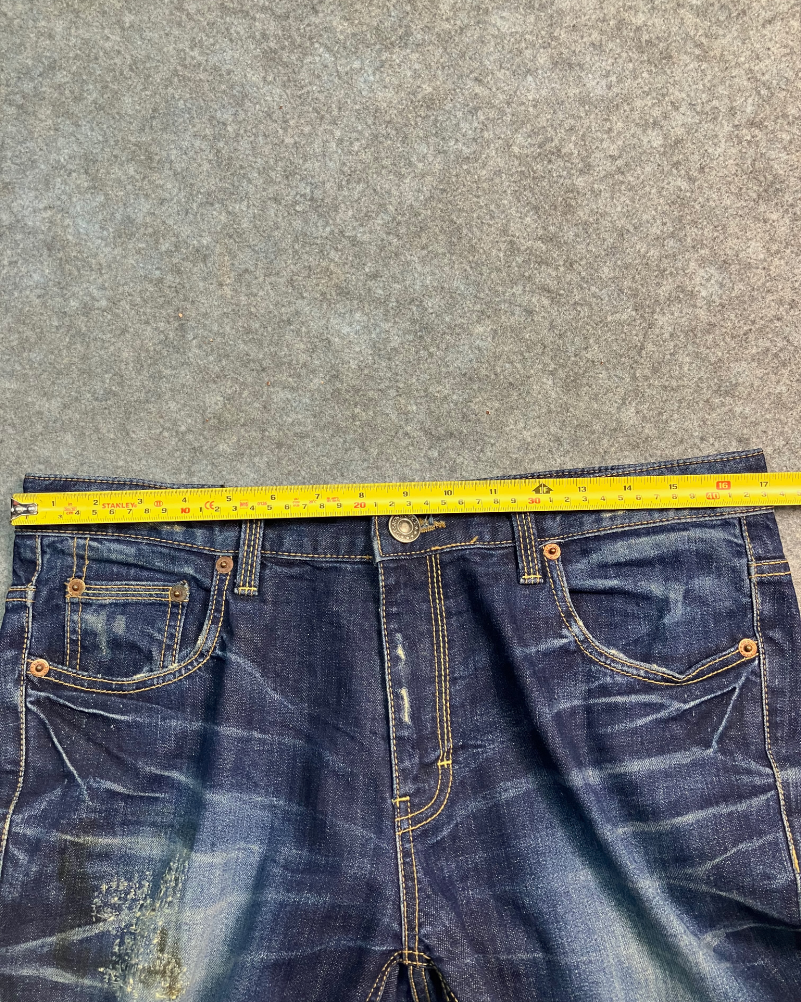 blue washed slim-fit jeans