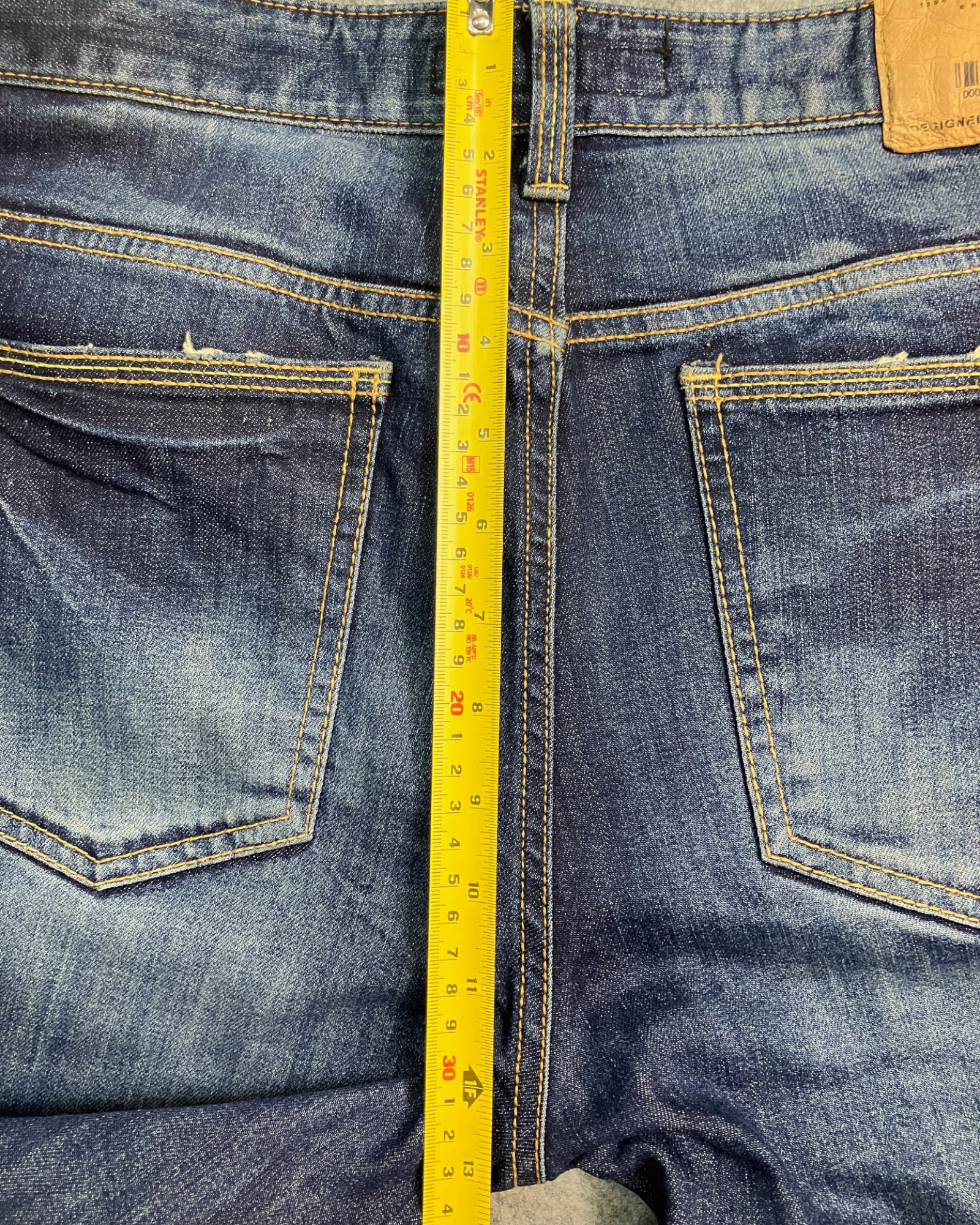 blue washed slim-fit jeans