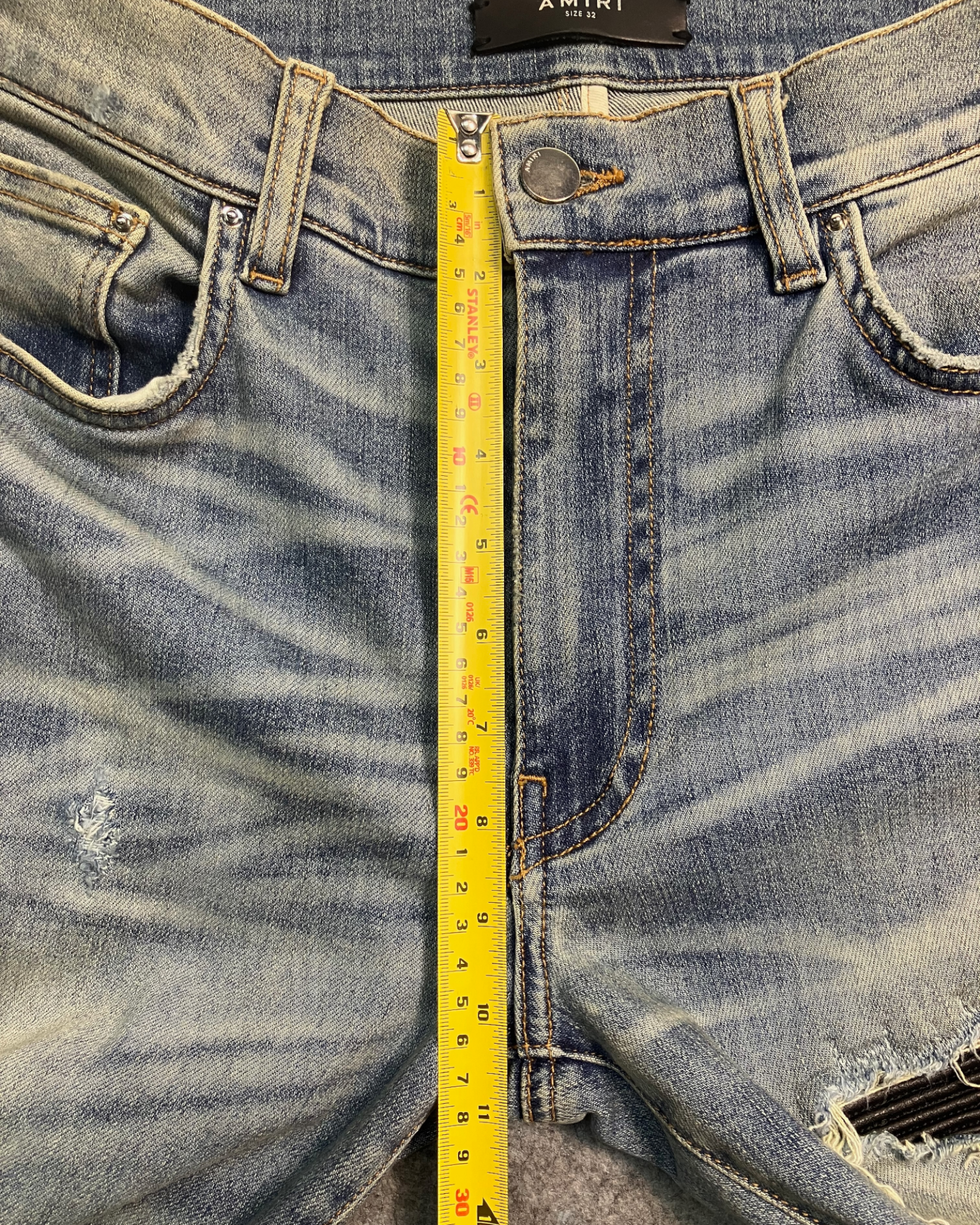 blue distressed slim-fit jeans