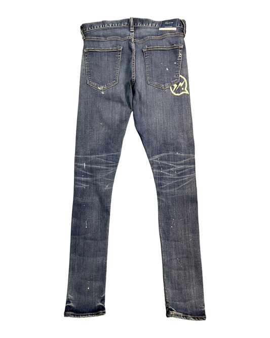 blue distressed skinny jeans