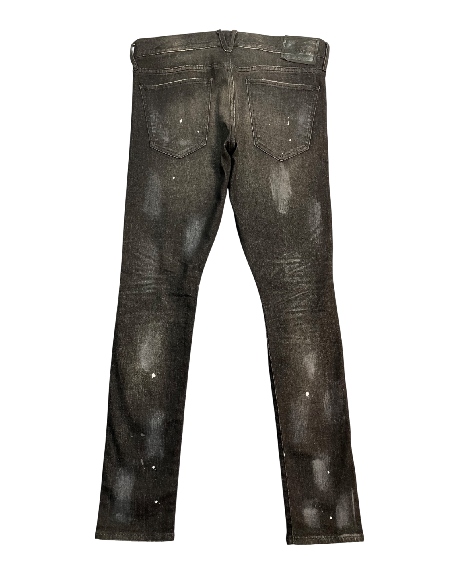 black distressed slim-fit jeans