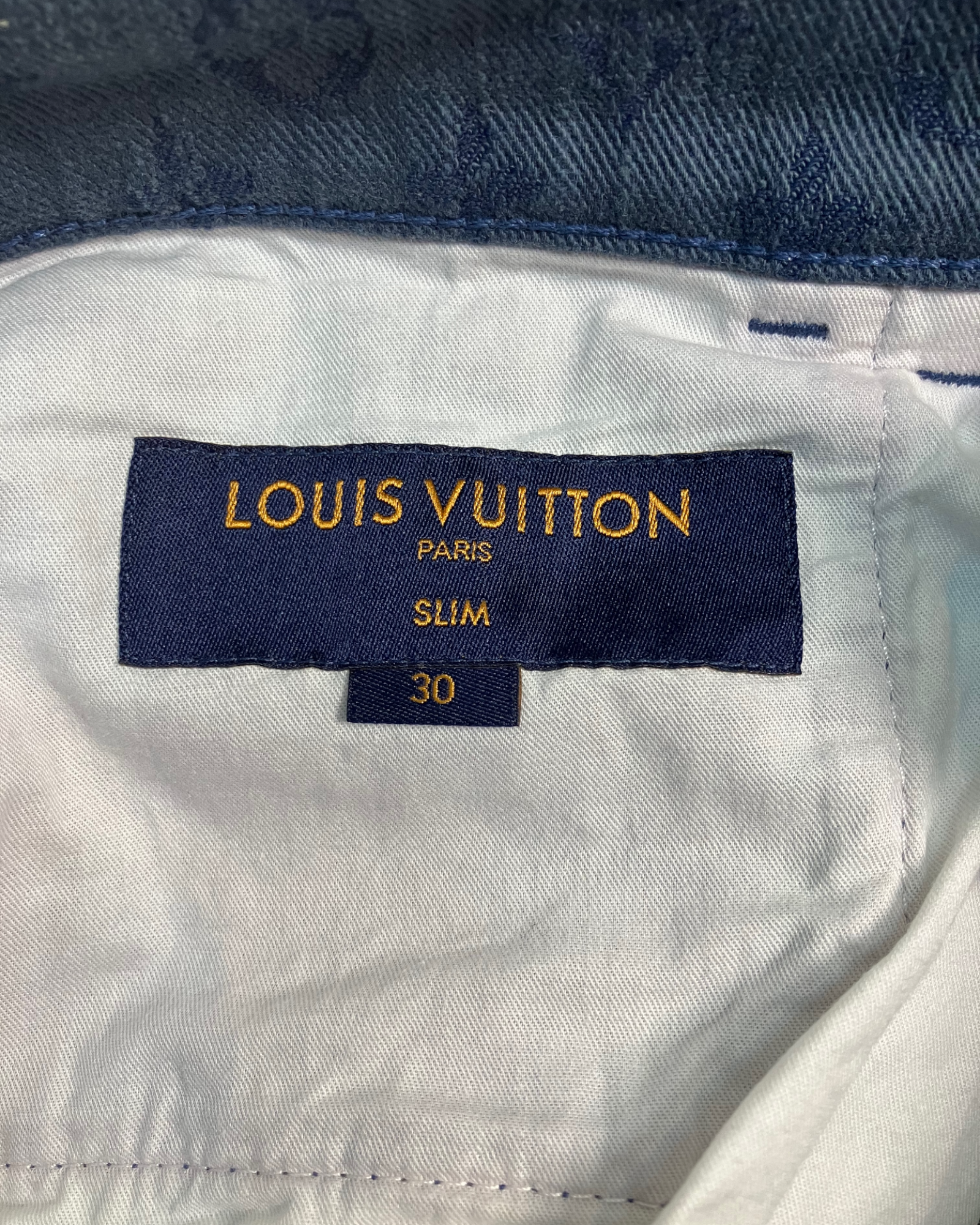 blue monogram slim-fit jeans