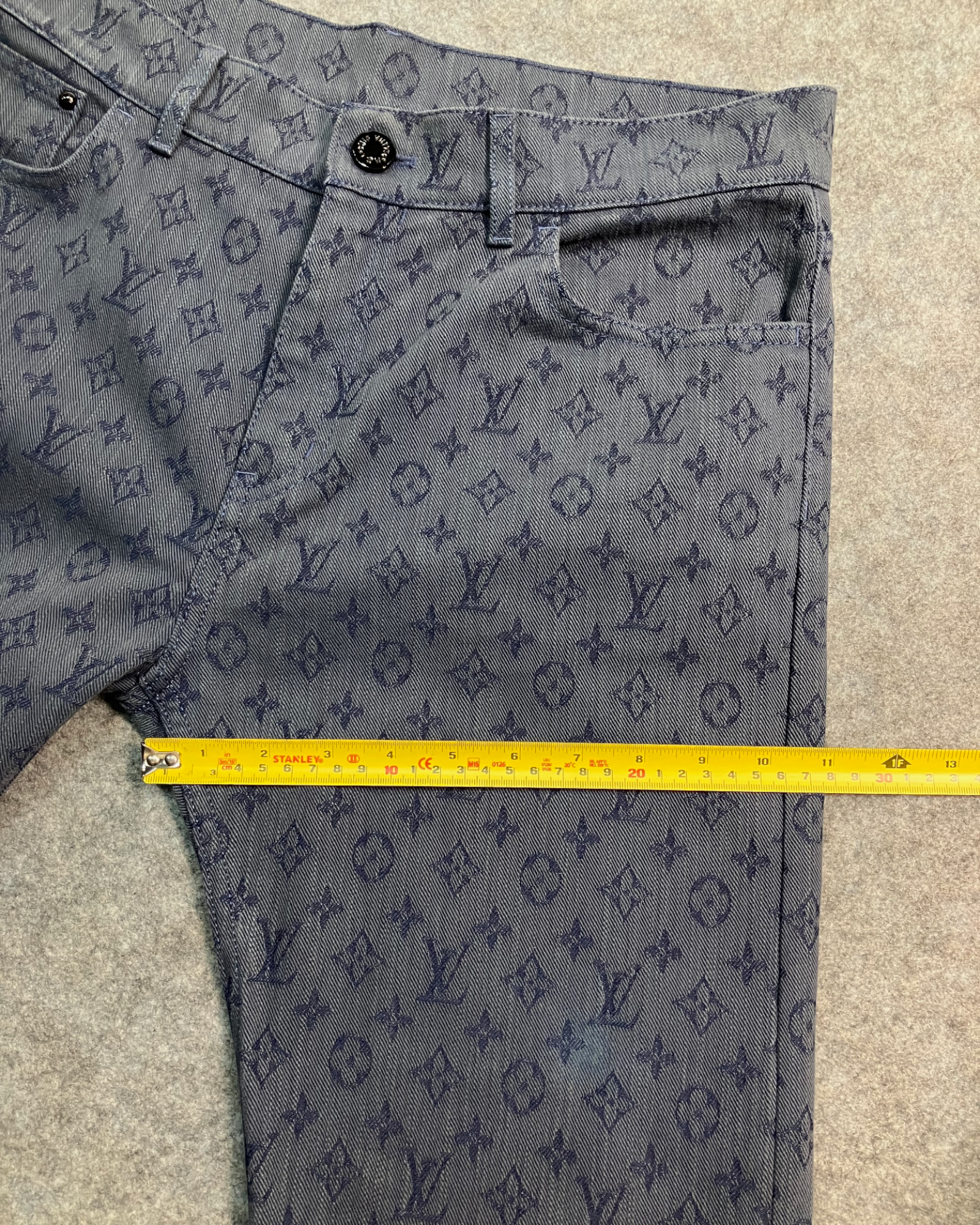 blue monogram slim-fit jeans