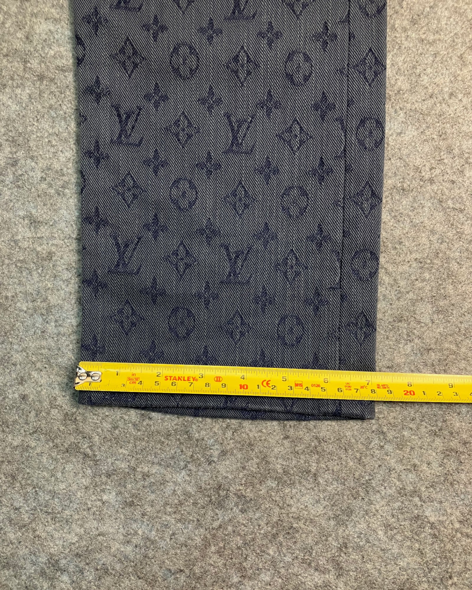 blue monogram slim-fit jeans