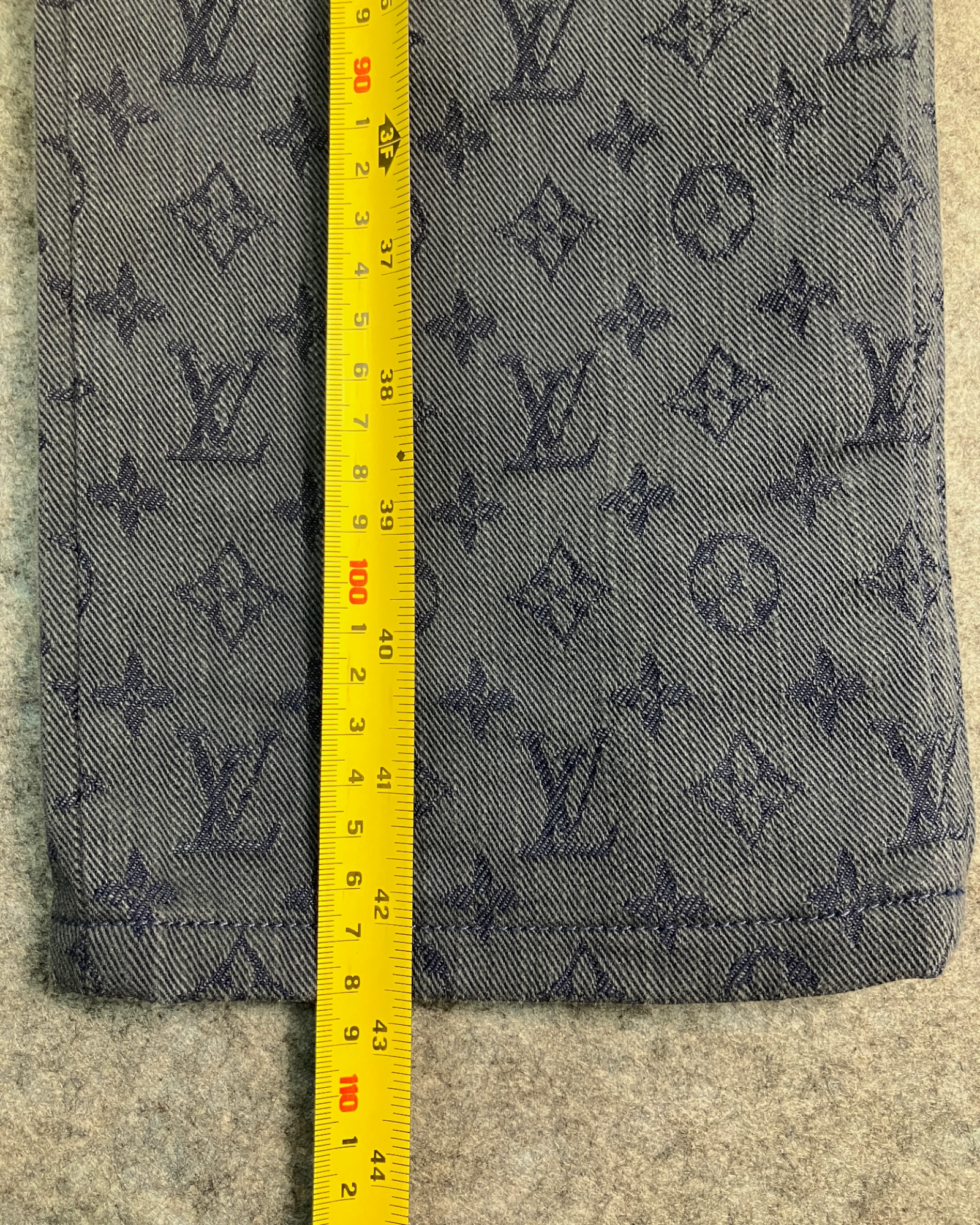 blue monogram slim-fit jeans