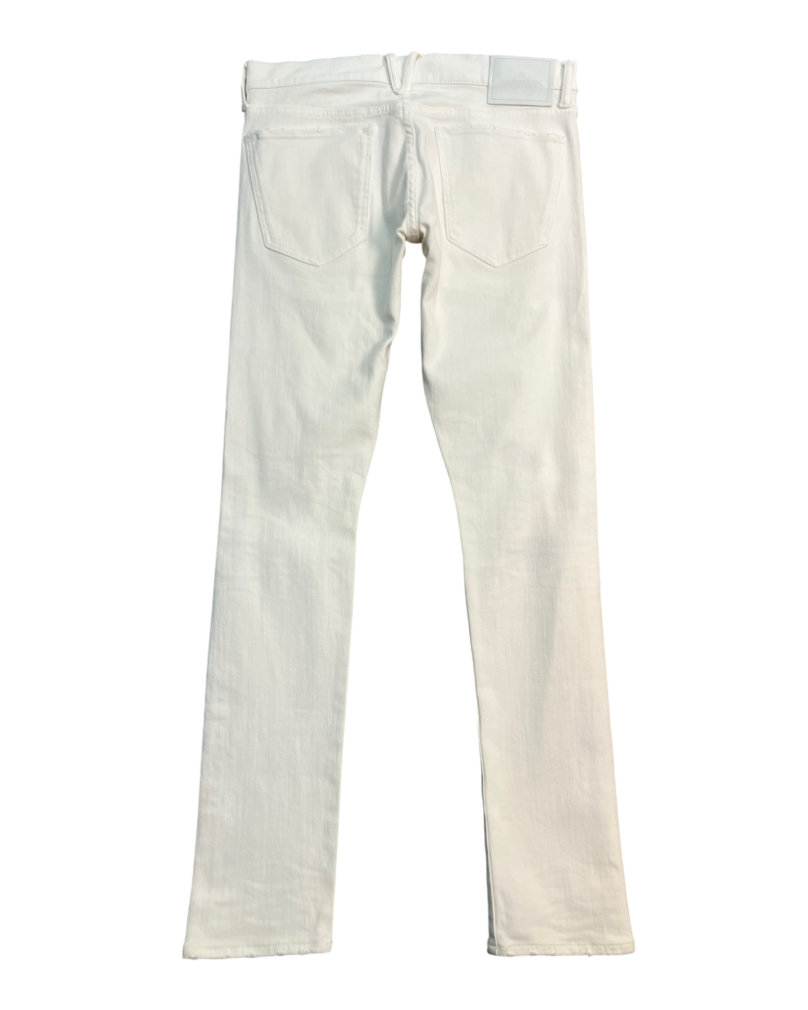 white distressed slim-fit jeans
