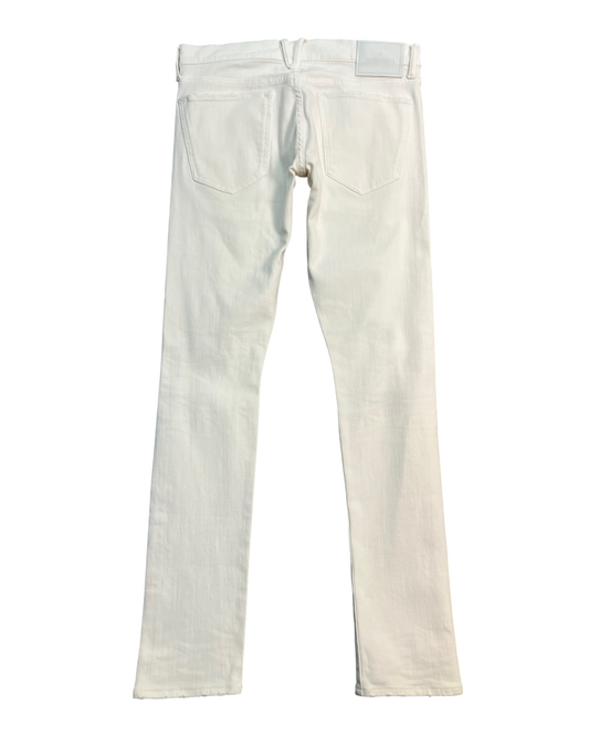 white distressed slim-fit jeans
