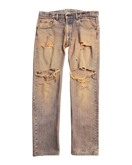 red reworked wash regular-fit jeans