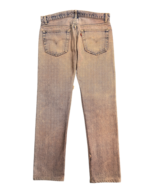 red reworked wash regular-fit jeans