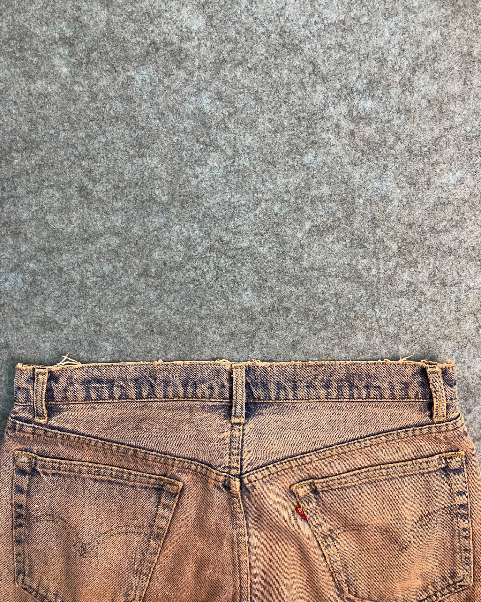 red reworked wash regular-fit jeans