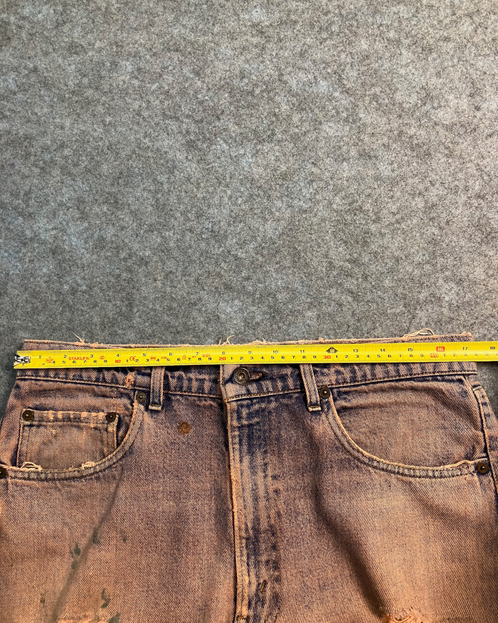 red reworked wash regular-fit jeans