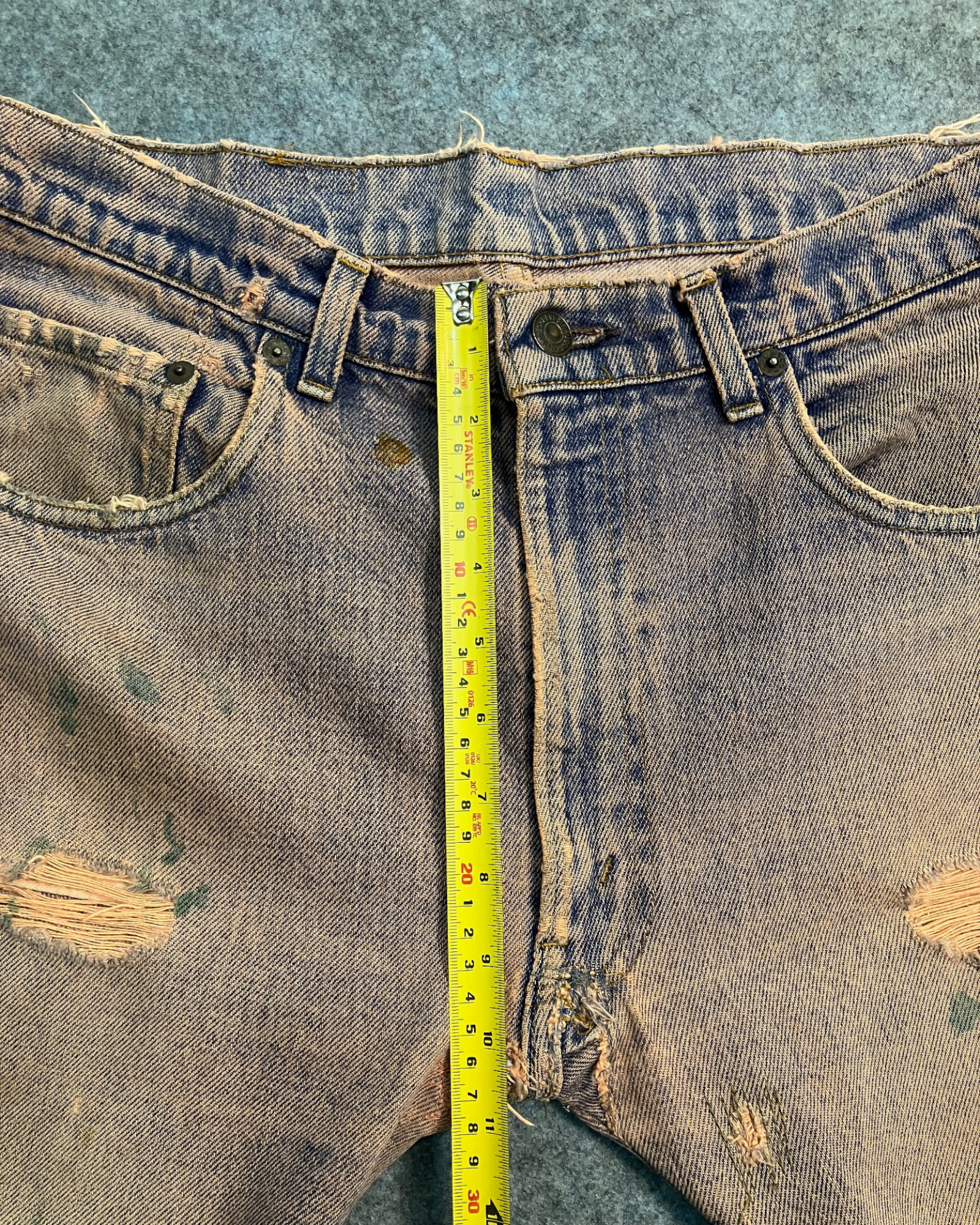 red reworked wash regular-fit jeans