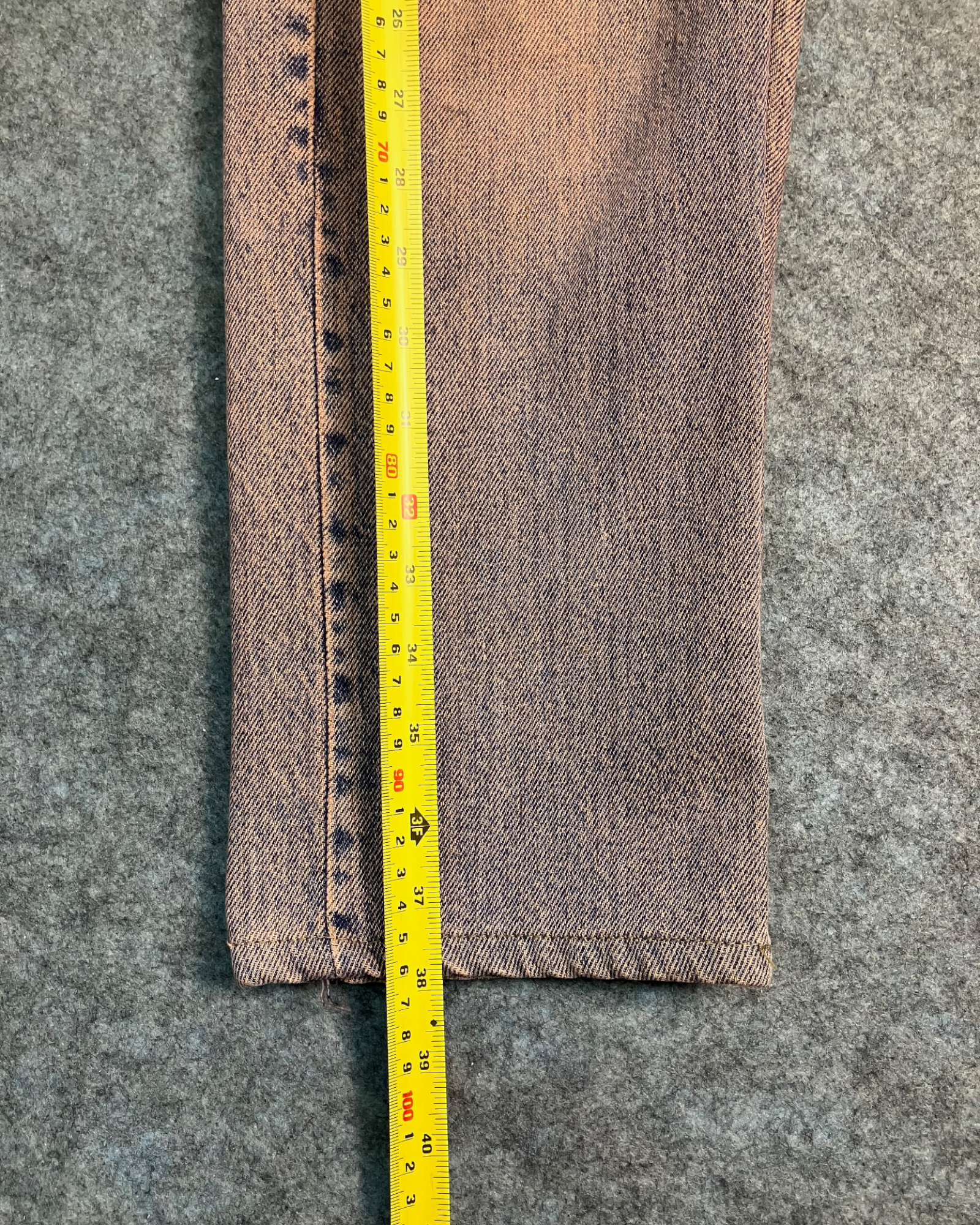 red reworked wash regular-fit jeans